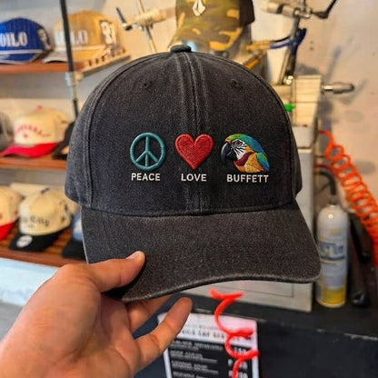 JBU Peace Love Buffett Denim Cap