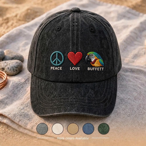 JBU Peace Love Buffett Denim Cap