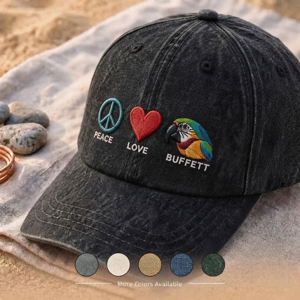 JBU Peace Love Buffett Denim Cap