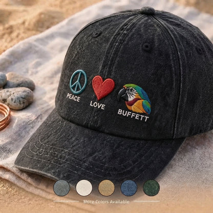JBU Peace Love Buffett Denim Cap