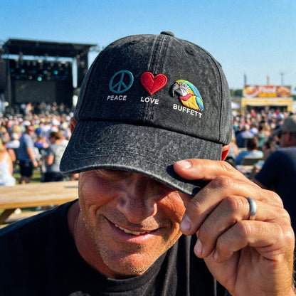 JBU Peace Love Buffett Denim Cap