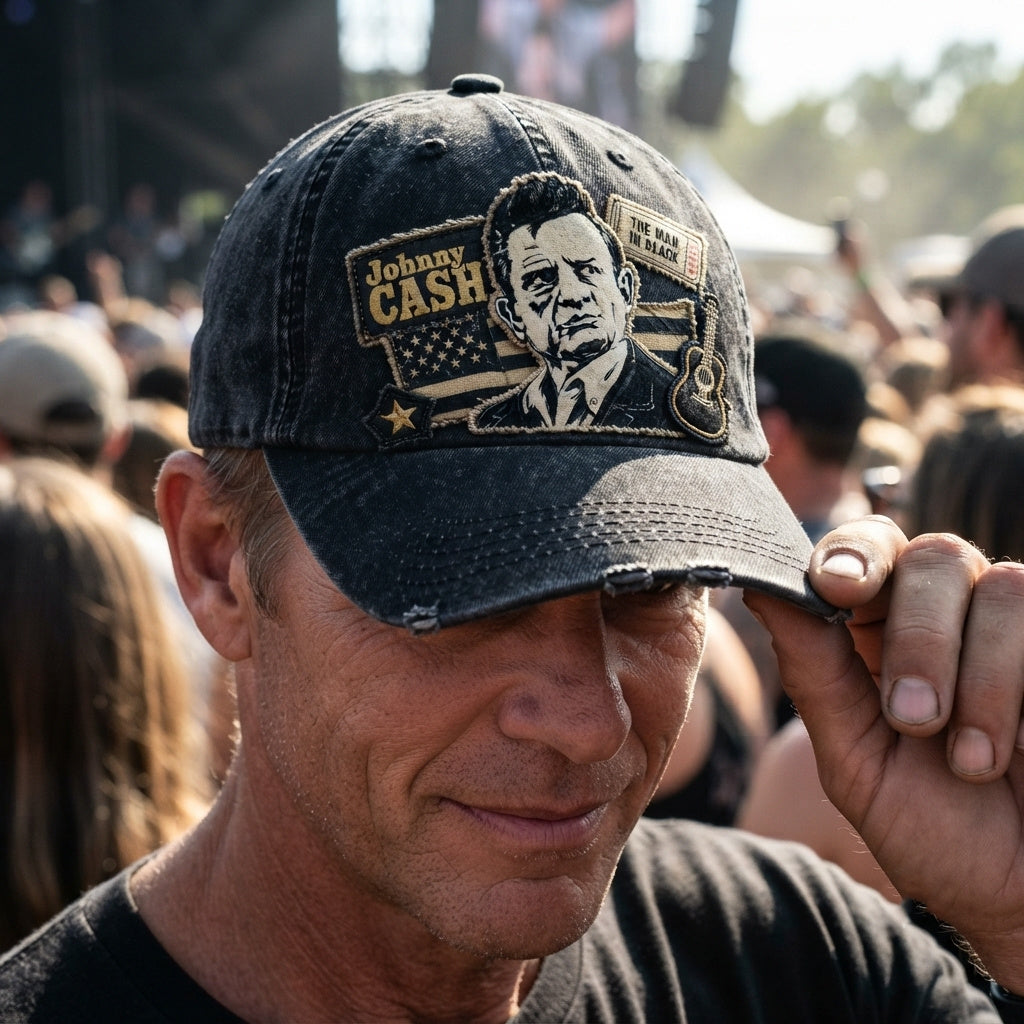 JCA American Flag Guitar Denim Cap