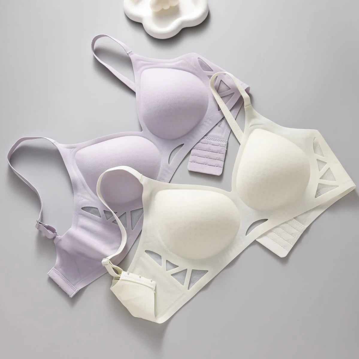 Summer Seamless Jelly Glue Semi Fixed Cup Without Steel Ring Women Underwear thin Bra Gathered Breathable Adjustable