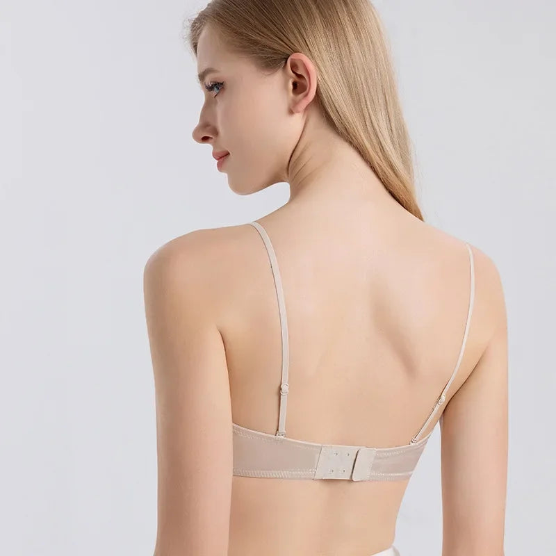 Summer new silk smooth bra women's ultra-thin non-steel ring mulberry silk underwear backing tube top