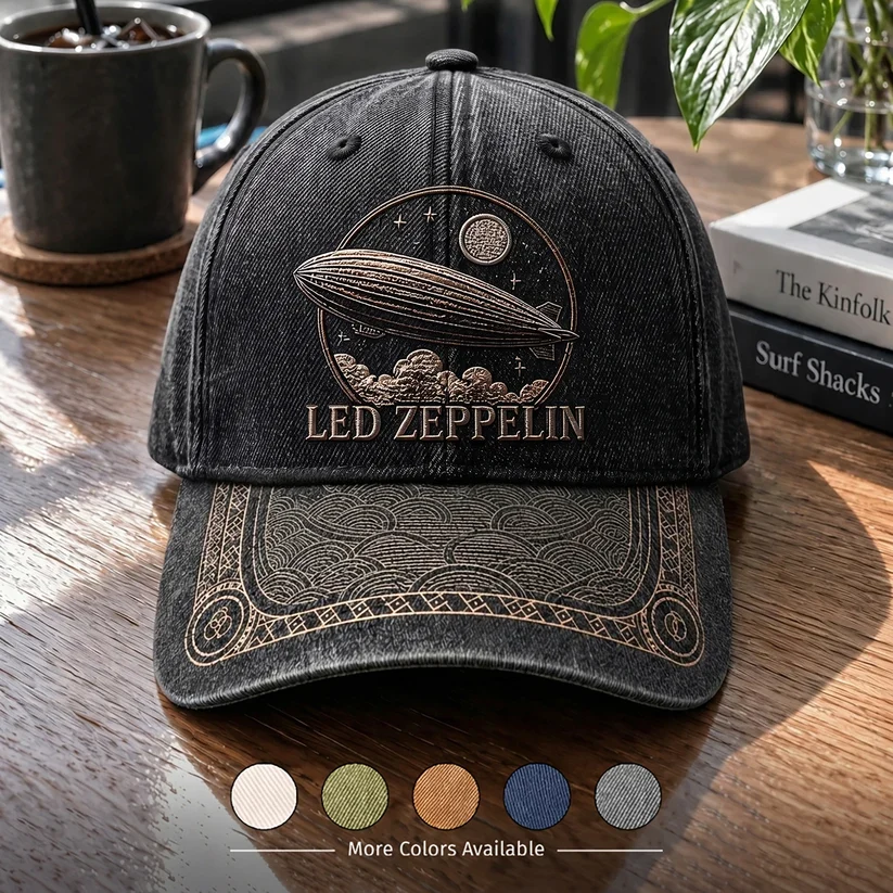 LZE Celestial Airship Distressed Denim Cap