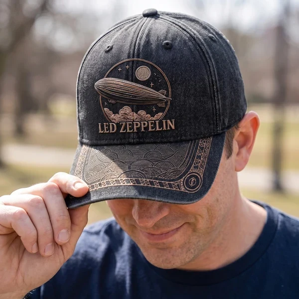 LZE Celestial Airship Distressed Denim Cap