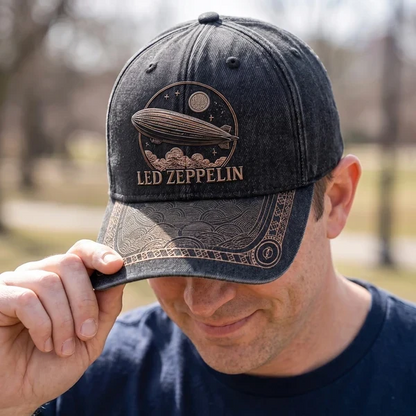 LZE Celestial Airship Distressed Denim Cap