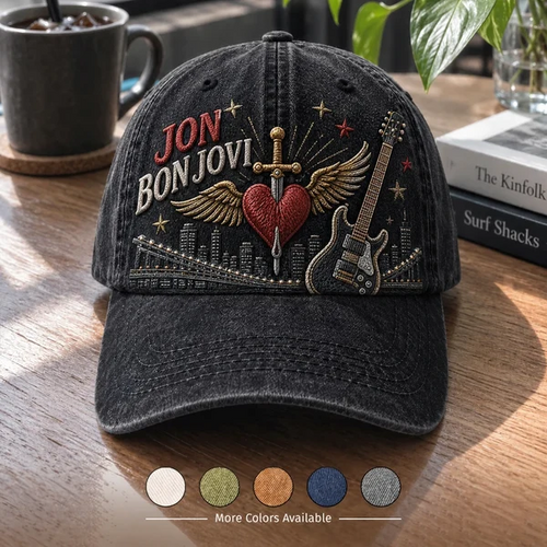 BJO Rock Heart Skyline Distressed Denim Cap